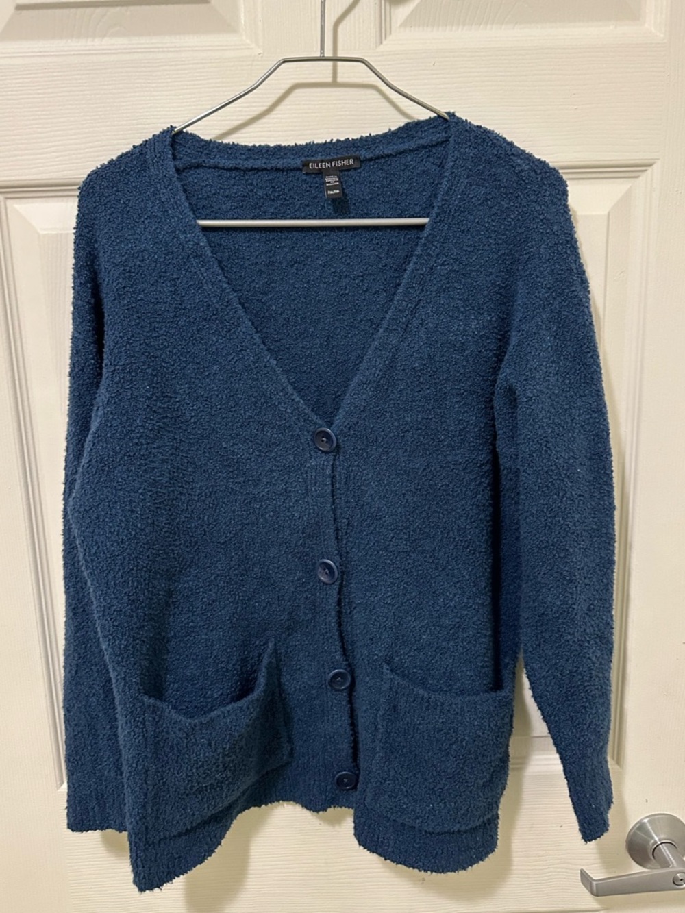 EILEEN FISHER Denim Blue button down Cardigan.
